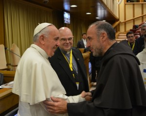 Carmelite Prior General, Fr. Fernando Millán Romeral, O.Carm. meets with His Holiness, Pope Francis, in December 2013.